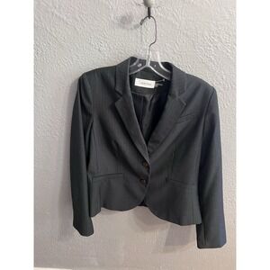 Calvin Klein  Blazer Jacket Women's Size 14P Charcoal Gray Pinstripe